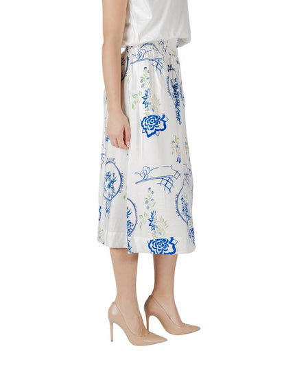 ICHI White Viscose Skirt