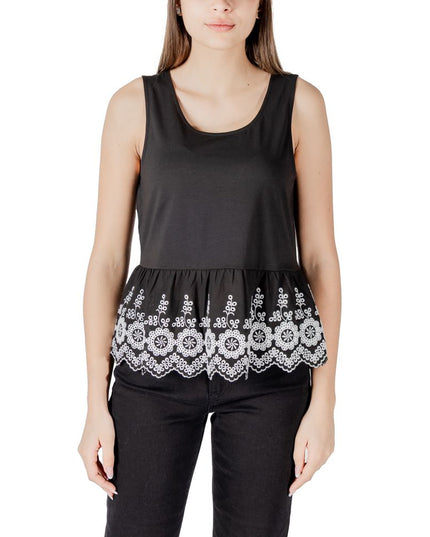 ICHI Black Cotton Tank Tops