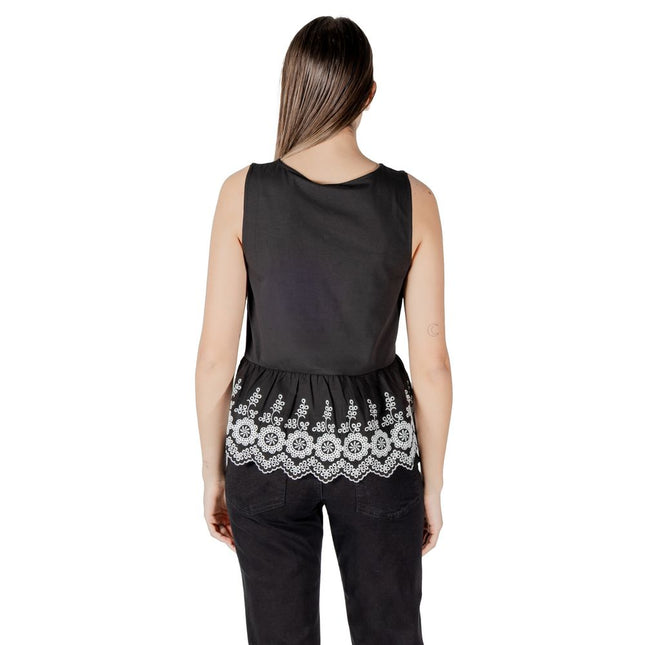 ICHI Black Cotton Tank Top