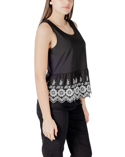 ICHI Black Cotton Tank Tops