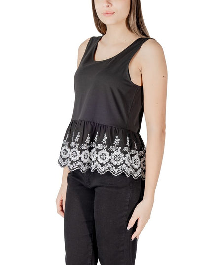 ICHI Black Cotton Tank Tops