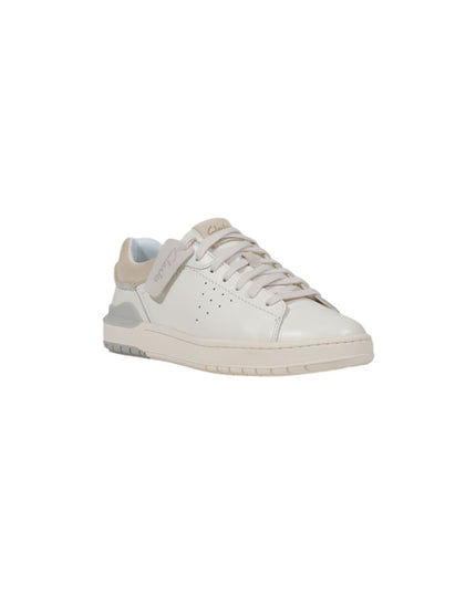 Clarks White Leather Low Top Sneakers