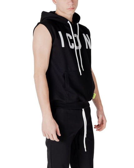 Icon Black Cotton Hoodie