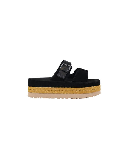 UGG Black Suede Leather Platform Sandals