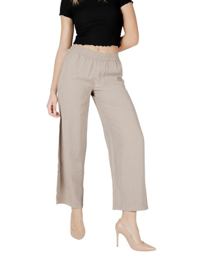 Only Beige Viscose Casual Pants