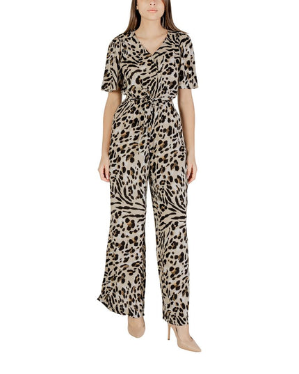 ICHI Beige Viscose Jumpsuit