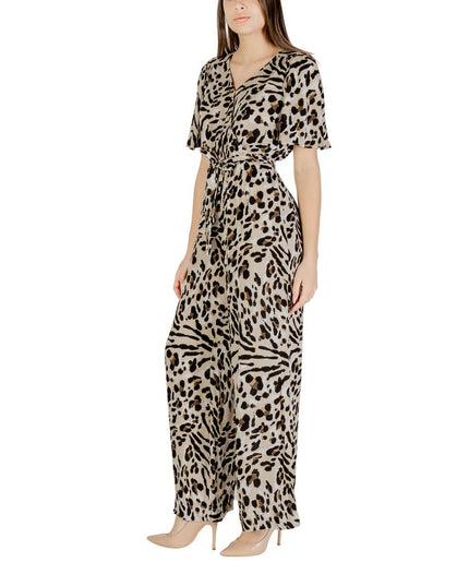 ICHI Beige Viscose Jumpsuit