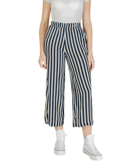 ICHI Blue Viscose Cropped Pants