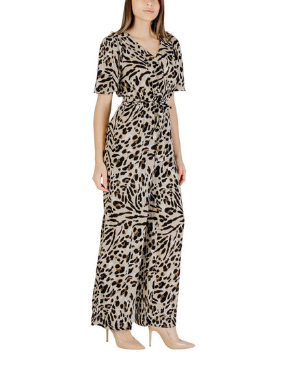 ICHI Beige Viscose Jumpsuit