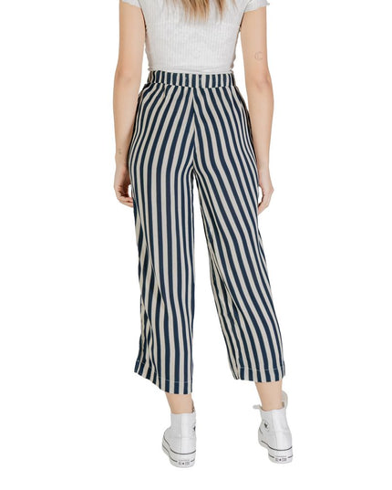 ICHI Blue Viscose Cropped Pants