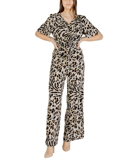 ICHI Beige Viscose Jumpsuit