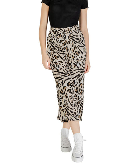 ICHI Beige Viscose Cropped Pants