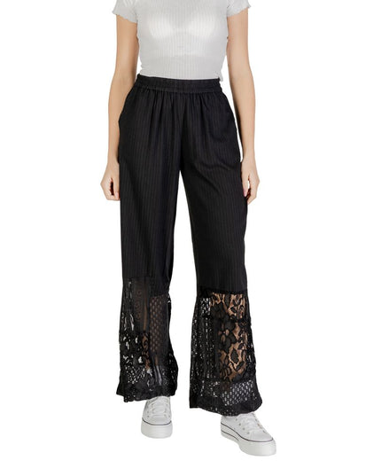 ICHI Black Cotton Pant