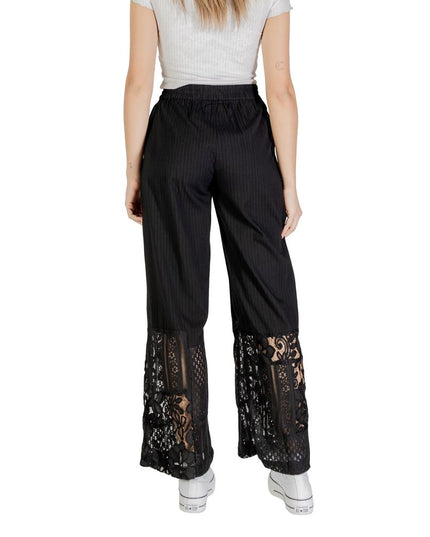 ICHI Black Cotton Pant