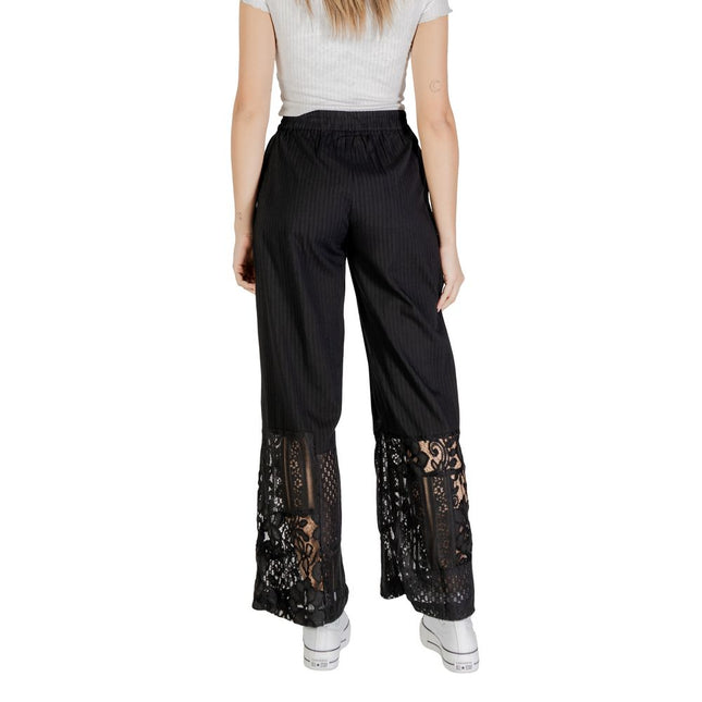 ICHI Black Cotton Pant