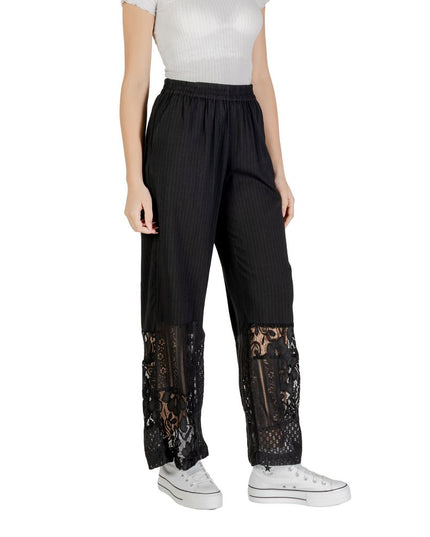 ICHI Black Cotton Pant