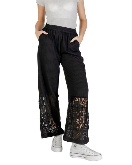 ICHI Black Cotton Pant