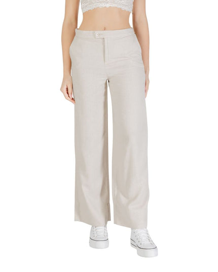 Only Beige Viscose Casual Pants
