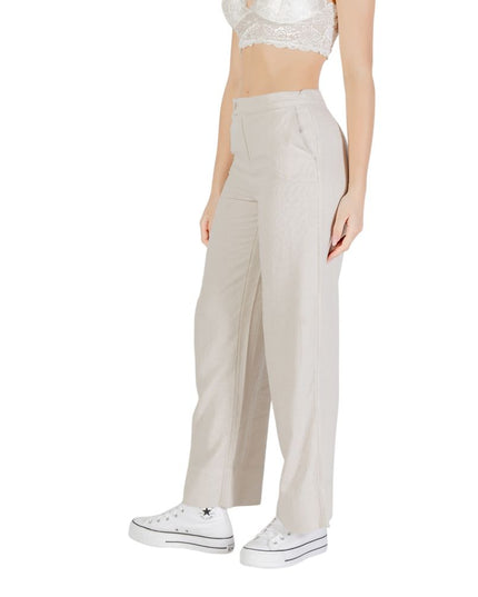 Only Beige Viscose Casual Pants