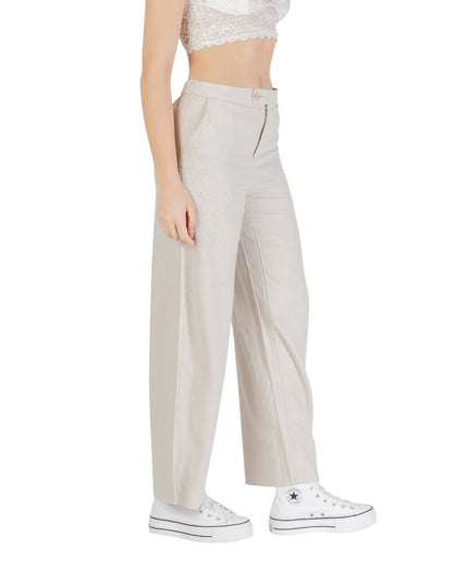 Only Beige Viscose Casual Pants