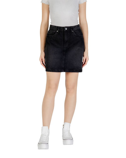 ICHI Black Cotton Mini Skirt