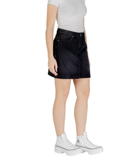 ICHI Black Cotton Mini Skirt
