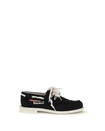 Dsquared² Black Cotton Slip-On Loafers