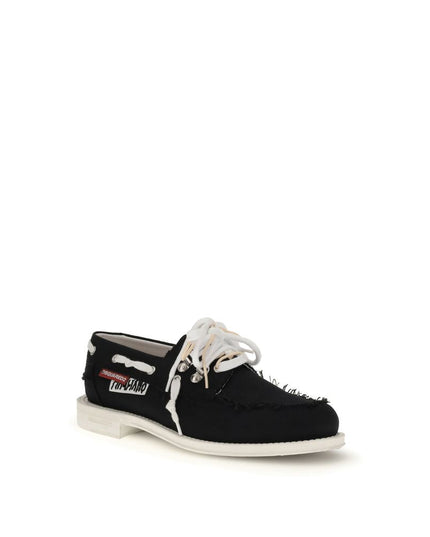 Dsquared² Black Cotton Slip-On Loafers