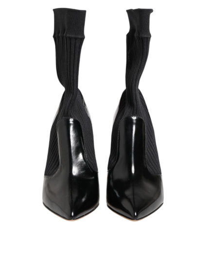 Dolce & Gabbana Black Stretch Stilettos Booties Socks Shoes