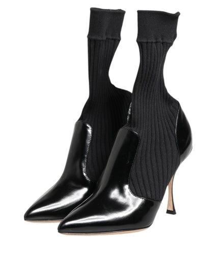Dolce & Gabbana Black Stretch Stilettos Booties Socks Shoes