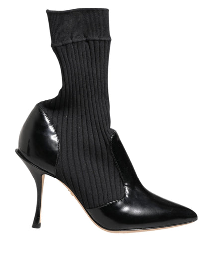 Dolce & Gabbana Black Stretch Stilettos Booties Socks Shoes