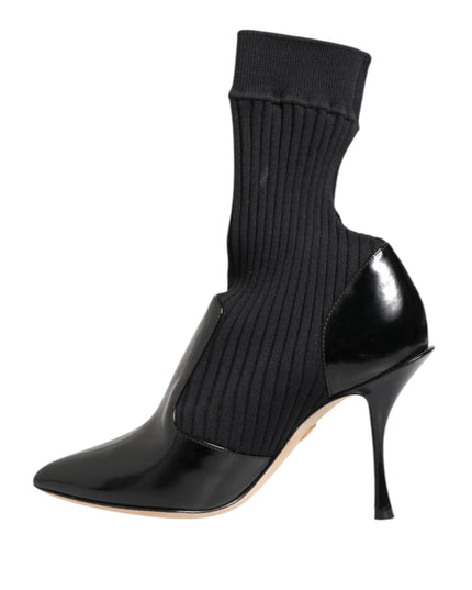 Dolce & Gabbana Black Stretch Stilettos Booties Socks Shoes