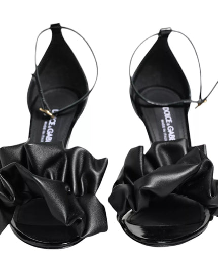 Dolce & Gabbana Black Leather Ankle Strap Heel Sandals Shoes