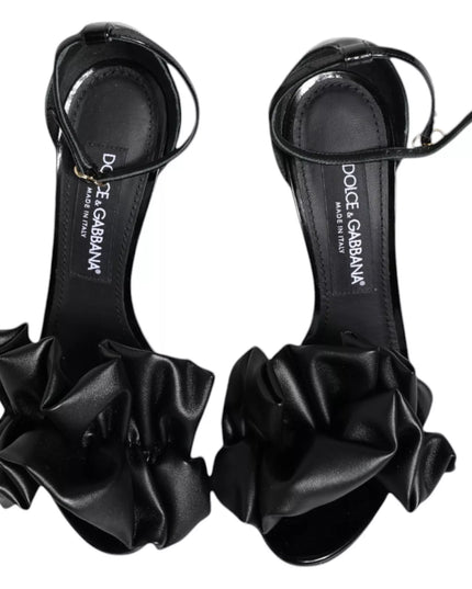 Dolce & Gabbana Black Leather Ankle Strap Heel Sandals Shoes