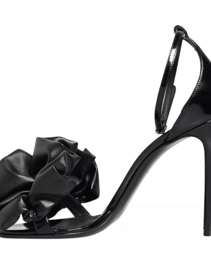 Dolce & Gabbana Black Leather Ankle Strap Heel Sandals Shoes