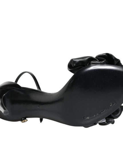 Dolce & Gabbana Black Leather Ankle Strap Heel Sandals Shoes