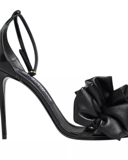 Dolce & Gabbana Black Leather Ankle Strap Heel Sandals Shoes
