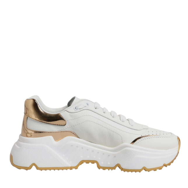 Dolce & Gabbana White Gold Daymaster Low Top Sneakers Shoes