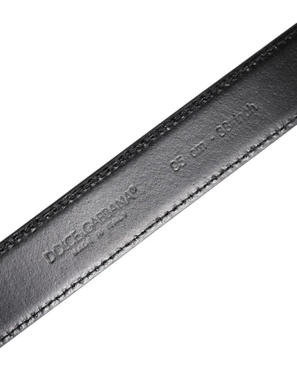 Dolce & Gabbana Black Calf Leather Silver Metal Buckle Belt
