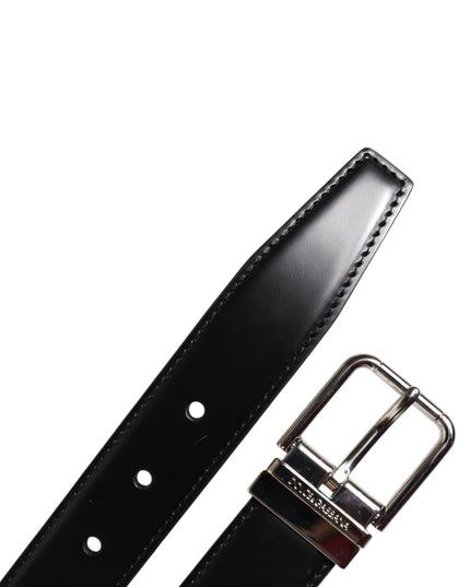 Dolce & Gabbana Black Calf Leather Silver Metal Buckle Belt