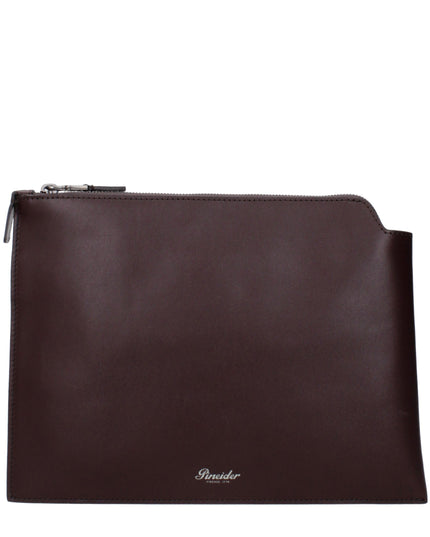Pineider Brown Leather Clutch Bag