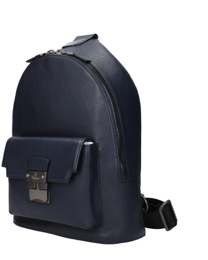 Pineider Blue Leather Backpack