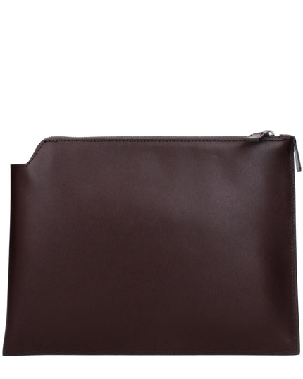 Pineider Brown Leather Clutch Bag