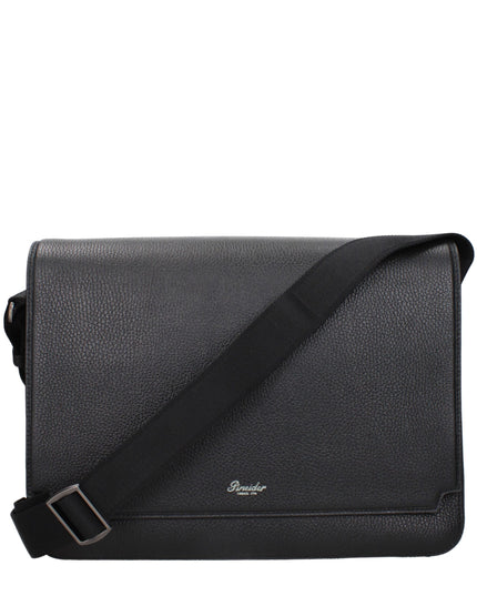 Pineider Black Leather Crossbody Bag