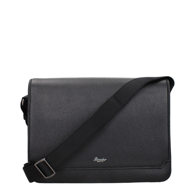 Pineider Black Leather Crossbody Bag