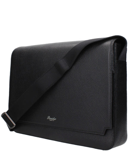 Pineider Black Leather Crossbody Bag