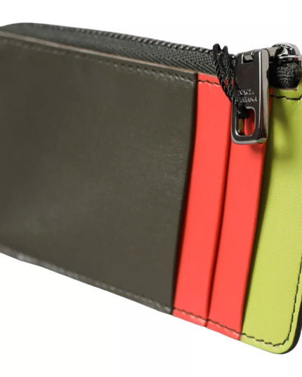 Dolce & Gabbana Multicolor Calfskin Leather Logo Card Holder Women Wallet