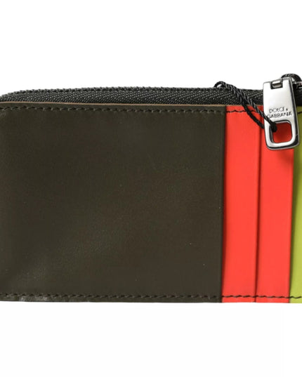 Dolce & Gabbana Multicolor Calfskin Leather Logo Card Holder Women Wallet