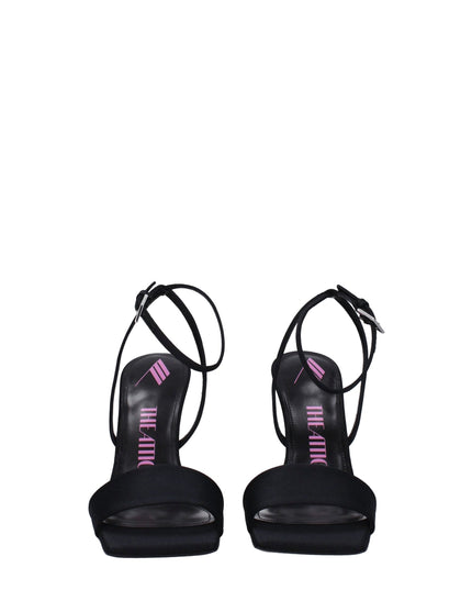 The Attico Black Satin Stiletto Heel Sandals