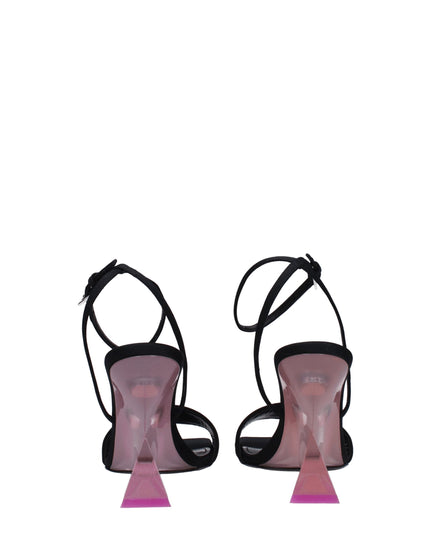 The Attico Black Satin Stiletto Heel Sandals